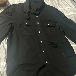 Men's distress button up shirt